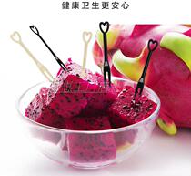 Fruit Fork Transparent Fork Disposable Plastic Fork Heart-shaped Colored Fruit Sign Plastic Transparent Fork Fruit Sign