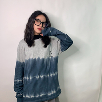 LKSTORE PUNIAMA National Tide Brand White Blue Tie Dyeing Angel Print Long Sleeved Street Mens and Womens Loose Clothes