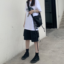 LKSTORE Sanjati Crane function buckle drawstring loose shorts national tide men and women with five-point pants