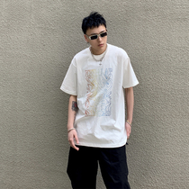 KTDA 2020ss summer new gradient color twist flower short sleeve men and women couples loose half sleeve