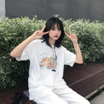 LKSTORE TWOWINLAB 2020 Summer Angel Baby print short sleeve men and women couples loose T-shirt tide