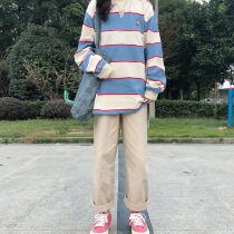 PUNIAMA Japanese Retro Joker Loose Straight Men and Women Couple overalls Pants Casual Tide Pants