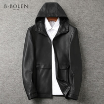 2021 Autumn New Haining leather leather men imported goat deer leather high-grade men hooded leather jacket jacket