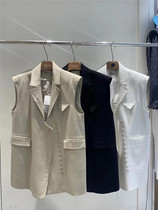 GUNU Valley slave Eurostock Grand card Single row of sleeves Long sleeveless suit waistcoat Waistcoat Woman Fashion Open Fork Jacket