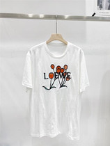 TD Korean version round collar embroidery printed short sleeve T-shirt woman 2022 new loose display slim letter white blouse
