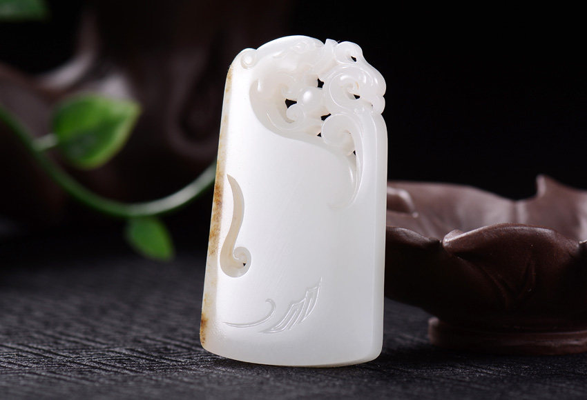 【龙凤呈祥】和田玉白玉仿古挂件 38.58克 富贵天成