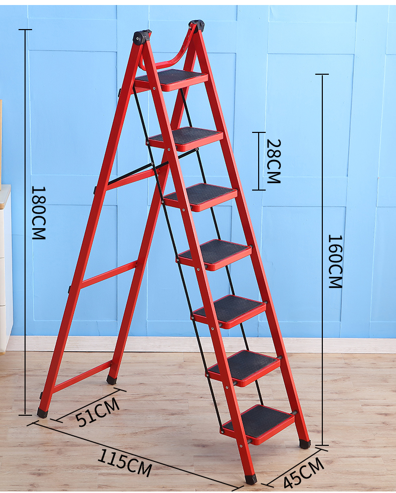 家用折叠梯子加宽加厚铝合金七步八步梯人字梯阁楼梯室内移动楼梯