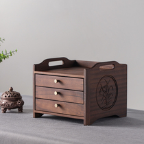 Linzi tea recalls walnut tea box multi-layer storage box household high-grade solid wood tea cake storage box Puer tea cabinet