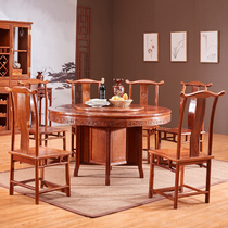 Chinese red wood dining table solid wood furniture round dining table and chairs composition Hedgehog Purple Sandalwood Dining Table Africa Flower Pear Wood Round Table