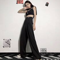 Summer new personality all-match loose high waist thin straight tube hanging retro wide leg pants casual pants childrens trend