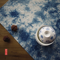 Yunnan Dali tie-dyed cloth Plant blue dyed pure cotton fabric cloud dyed square tablecloth screen decorative wall hanging cloth