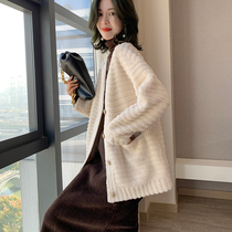 Sandro Moscoloni sheep cut velvet big coat fur integrated 2021 autumn winter new grain lamb wool jacket