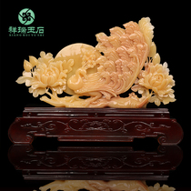 Natural Jade Peacock Ornaments Chinese Living Room Entrance Wine Cabinet TV Cabinet Cashmere Decorative Crafts Moving Gifts