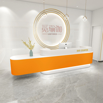 Simple modern beauty salon company medical beauty paint reception desk clothing store stainless steel cashier bar table