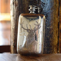 British BUCK Buck portable wine jug with upscale old two-two little personality Wine Whisky Flat Tin Pot