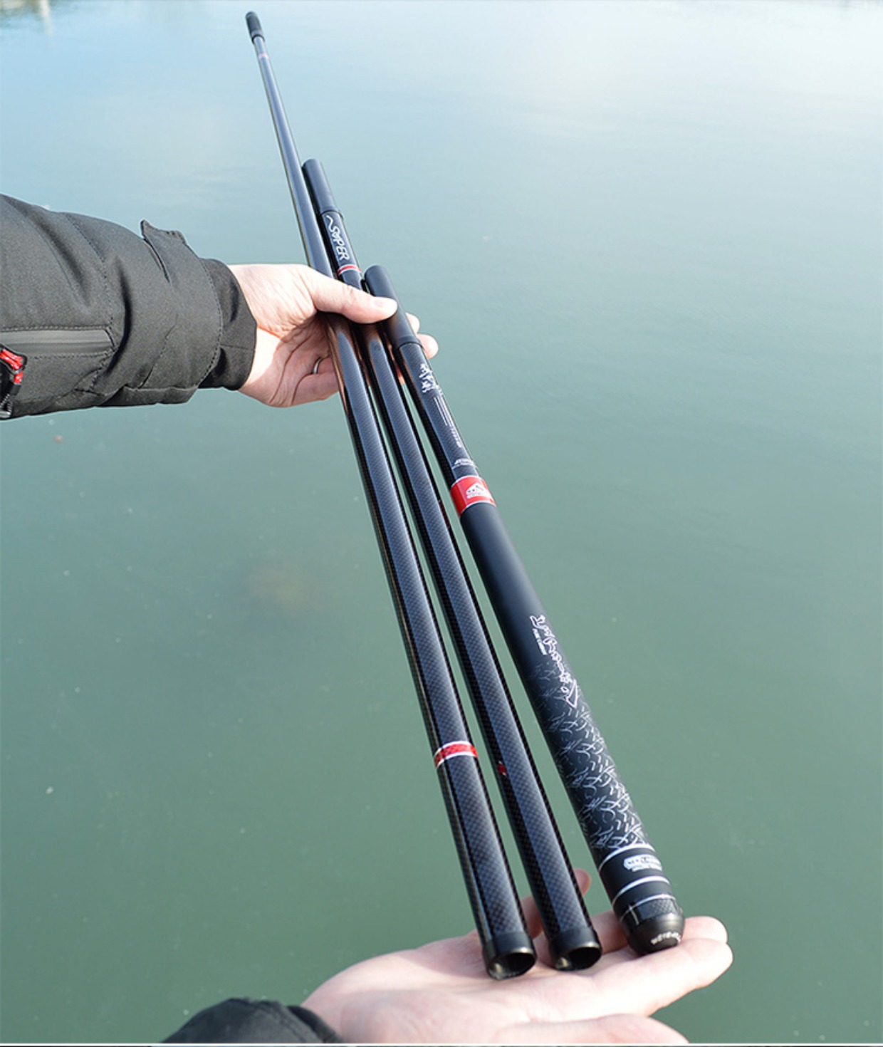 威宝莱2.1米并继抄网杆碳素插接插节钓鱼捞鱼抄网竿超轻超硬玉柄