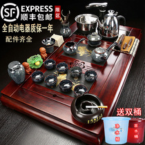 A complete set of Kung Fu tea sets household living room tea ceremony automatic integrated tea table running water atomized tea tray simple