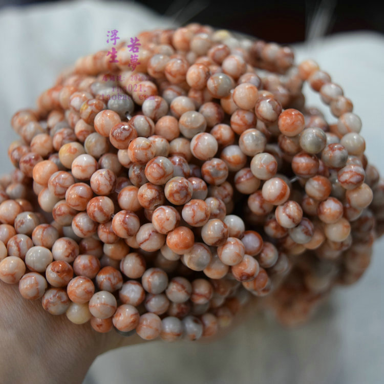 天然网络石散珠子串珠 红网络石圆珠半成品 diy手串饰品配饰批发_不