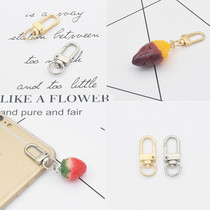 DIY jewelry accessories Metal keychain Cute simulation food play small strawberry baked sweet potato bag buckle decorative pendant