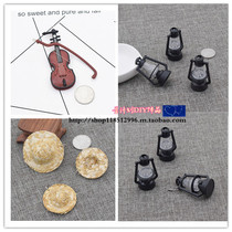 DIY jewelry accessories Vintage style pony lamp violin Hand woven small straw hat earrings Stud earrings accessories