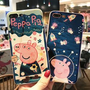 社会人小猪佩奇iphoneX手机壳全包7/8plus苹果6s情侣软硅胶卡通女