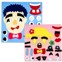 Non-woven facial features change facial expression manual diy material package childrens kindergarten puzzle stickers expression stickers early education