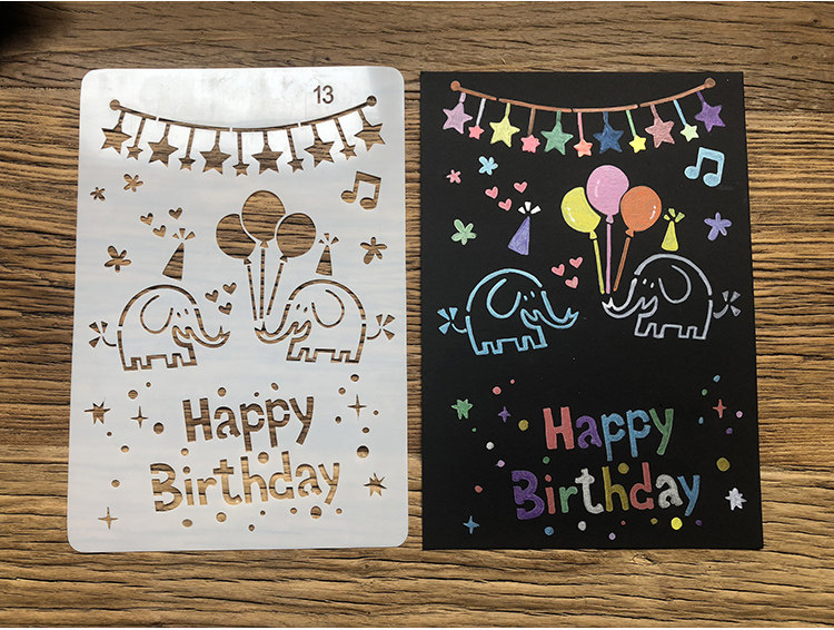 diy相册配件材料绘画模板手绘本绘画神器画画工具花边尺镂空图案