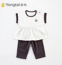 Tongtai summer baby cotton short sleeve Leisure set 1-4 year old girl short sleeve T-shirt middle pants two-piece 1229