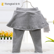 Tong Tai new girl fake two pieces of leggings spring and autumn trousers baby baby dress padded velvet 913172