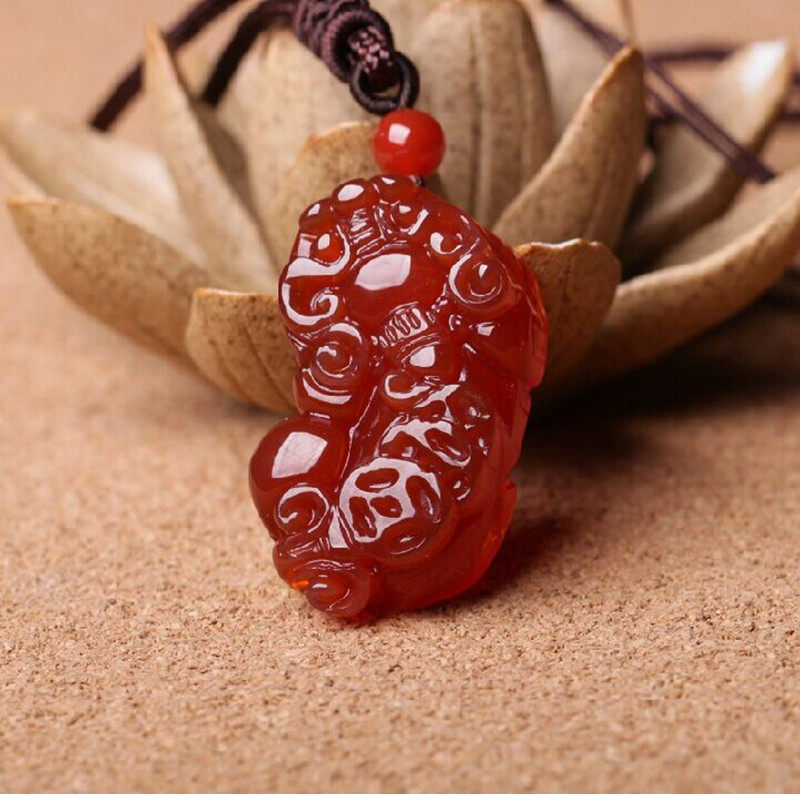 红玛瑙貔貅吊坠挂坠情侣男女款颈链招财开运男士项链吊坠包邮