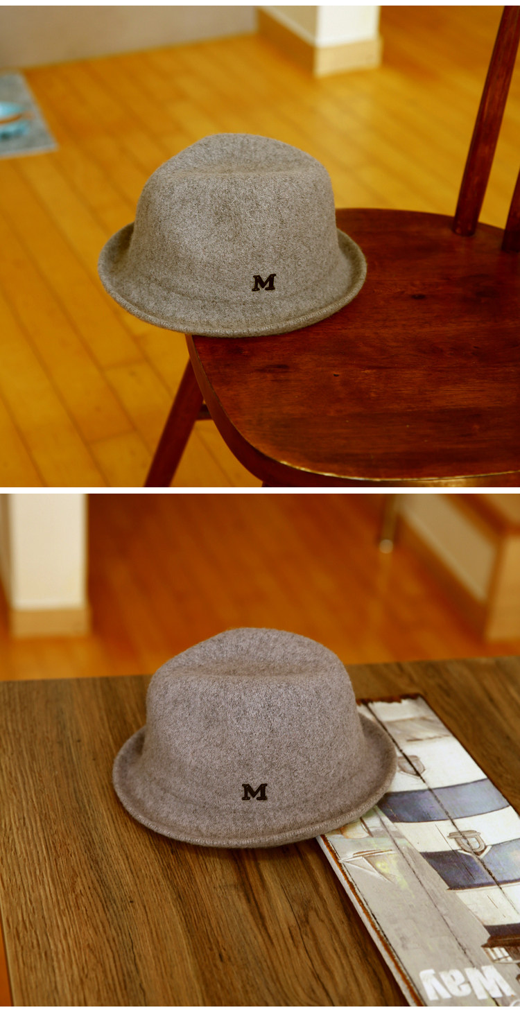 黑色卓别林毡帽子男女户外韩版秋冬季卷边圆顶英伦帽小礼帽爵士帽