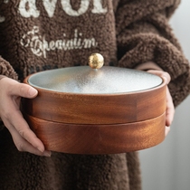 Solid wood dried fruit box Chinese candy box Chinese New Year Home living room tea table melon seeds nut tray with lid compartment lid storage box