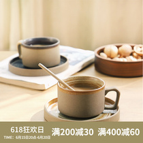 Coffee Cup High Face Value Suit Retro Coarse Ceramic Creative Art Cup With Spoon Saucer Cup Milk Breakfast Cup