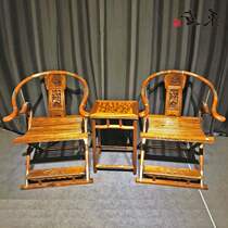 Authentic mahogany furniture Golden silk Nan first place Solid wood Chinese small leaf Zhennan root material ring chair three-piece fairy work