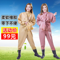 Digging Lotus clothing one-piece water pants whole body raincoat rain pants rubber belly mouth sewer fishing pants breeding clothing protection