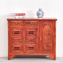 Safflower pear antique solid wood restaurant restaurant sideboard elm two doors two buckets Chinese flower lotus cabinet classical shoe cabinet