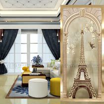 Modern art glass screen partition simple living room aisle transparent bathroom opaque craft Paris Tower