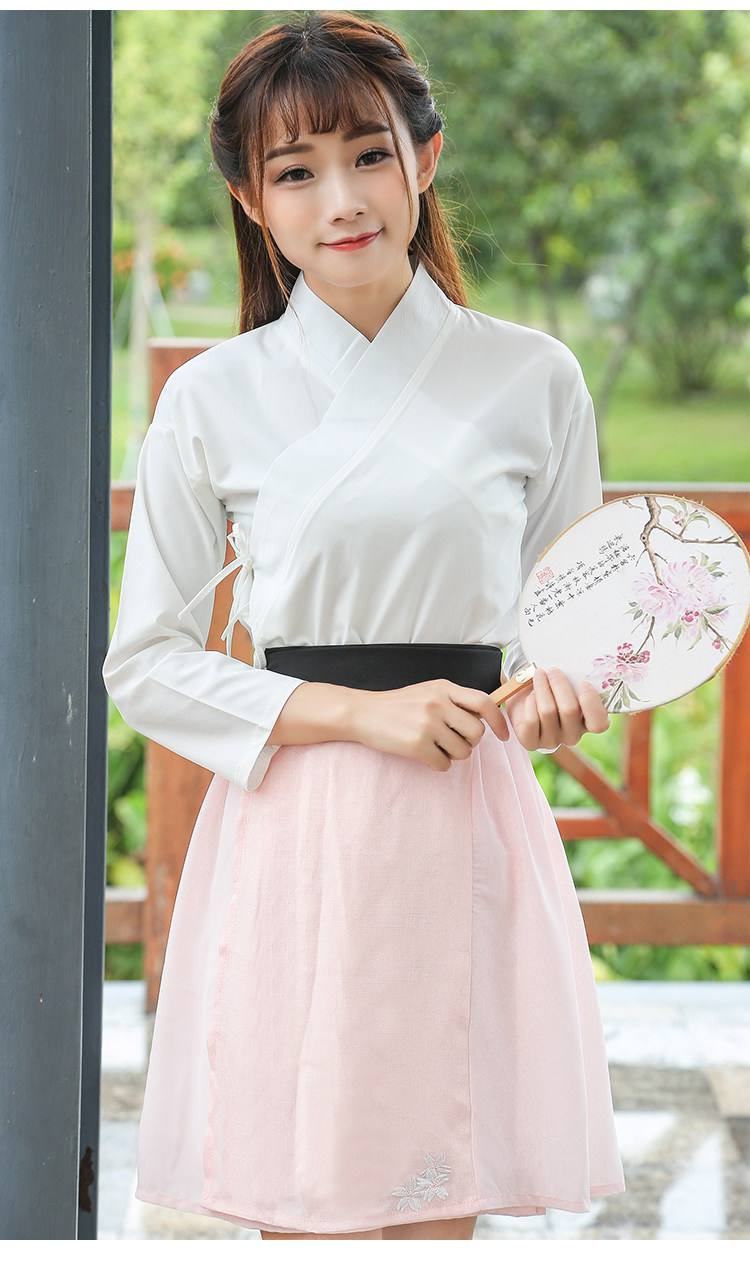 2017秋装新款中国风汉服交领纯色基础打底中衣衬衫