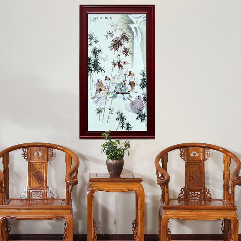 Jingdezhen ceramic hand - made Chinese porcelain plate painting bamboo adornment safe arrivals from porch hang a picture to the sitting room the study background