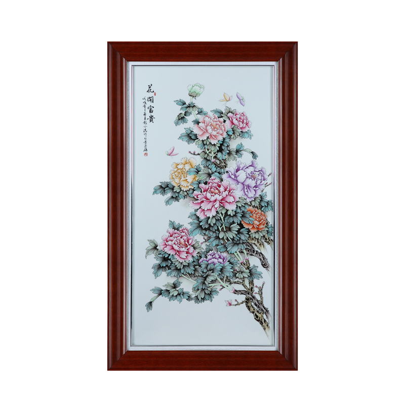 Famille rose porcelain plate painting jingdezhen archaize sitting room background wall Chinese style restaurant adornment vertical version of porcelain hang a picture