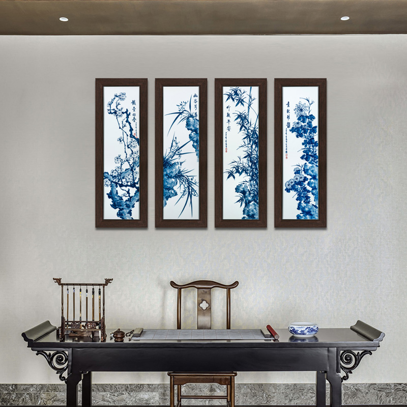 Jingdezhen blue and white hand - made ceramic porcelain plate paintings of Chinese style antique solid wood by patterns sitting room adornment study