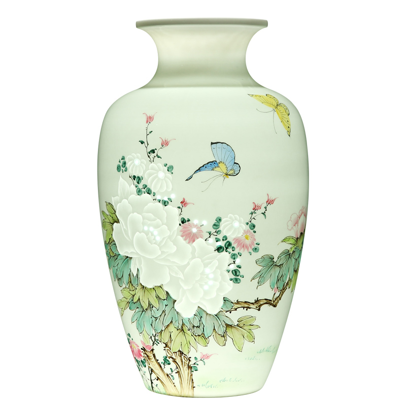 Half an hour and exquisite porcelain of jingdezhen ceramic vase hand - made of new color flower vase sitting room of Chinese style table vase