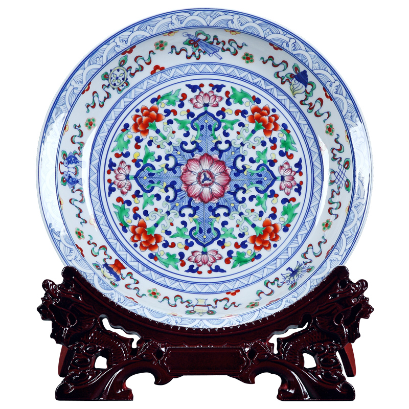 Jingdezhen ceramics porcelain decorative furnishing articles flowers Chinese dish dish home sitting room decoration arts and crafts