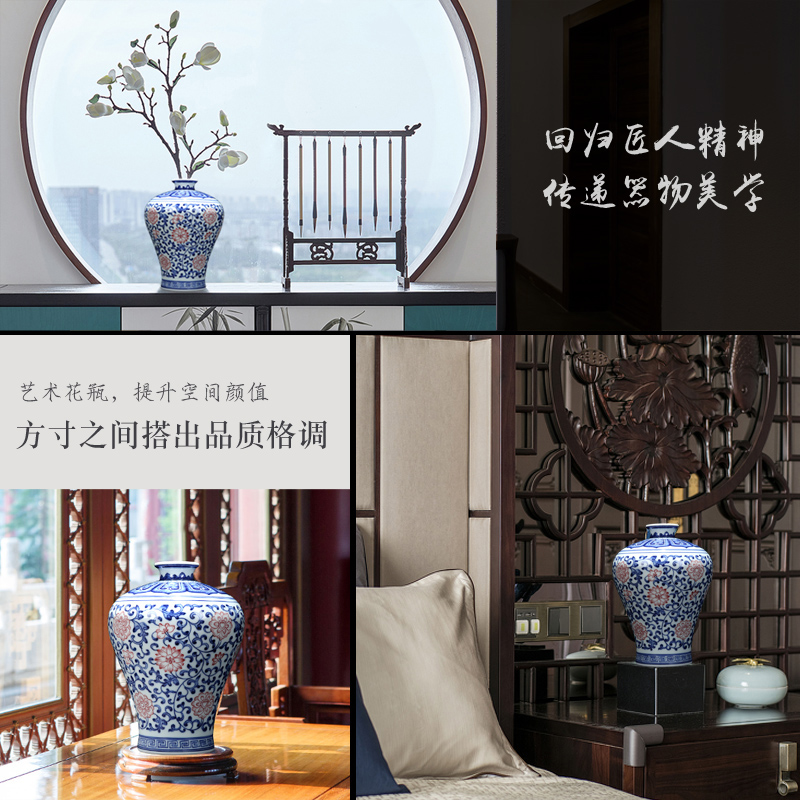 Jingdezhen vase furnishing articles sitting room light key-2 luxury vase decoration flower arranging bottles large blue and white antique wood vases