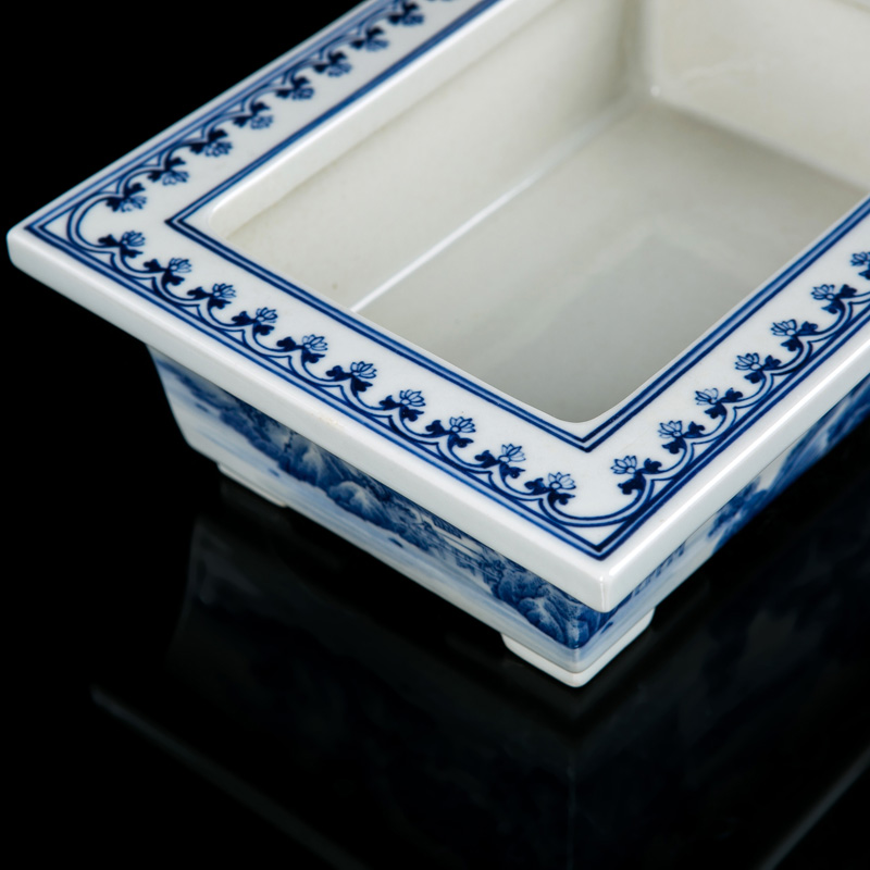 Jingdezhen blue and white porcelain hand - made gentleman orchid dedicated bonsai POTS rectangular floor furnishing articles creative desktop