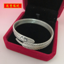 Foot silver plant flower original design new 999 feather bracelet with vintage bracelet ring silver ornaments