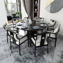 New Chinese dining table and chair combination Solid wood small apartment household turntable round table Simple living room modern hotel large dining table