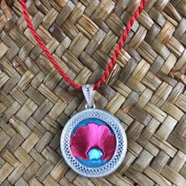 Sterling Silver Pendant Yungui Southwest Ethnic Minority Jewelry 999 Silver Trim Pure Handmade Embroidery Necklace Seedling Embroidery