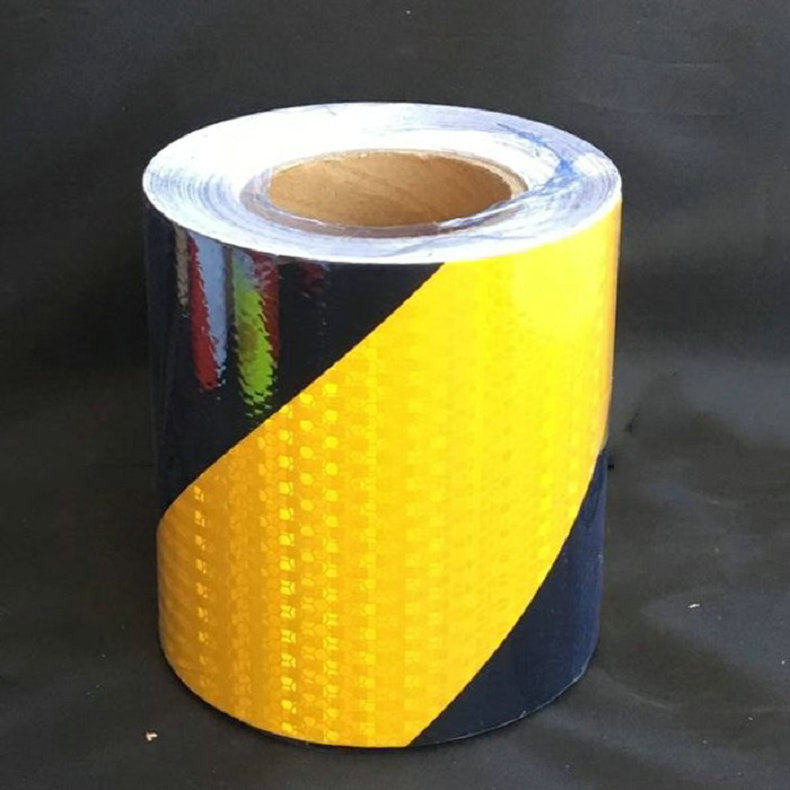 5cm 20cm宽红白黑黄斜纹反光贴膜纸货车反光条交通车库防撞警示帖