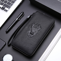 New Zhuo Fan Armani handbag mens leather cowhide hand-held casual youth personality long wallet trend